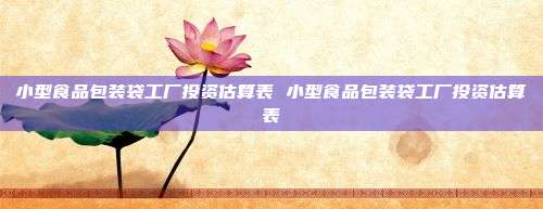 小型食品包装袋工厂投资估算表 小型食品包装袋工厂投资估算表