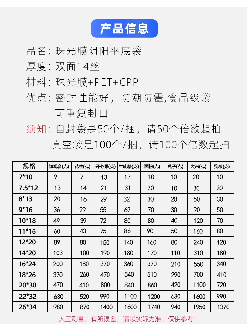 100只珠光膜阴阳袋夹链自封袋封口袋配件包装袋阴阳袋子手机耳机